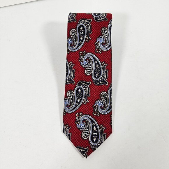 JZ Richards Red & Black Paisley Silk Tie Classic Necktie Handmade In USA - Picture 8 of 12